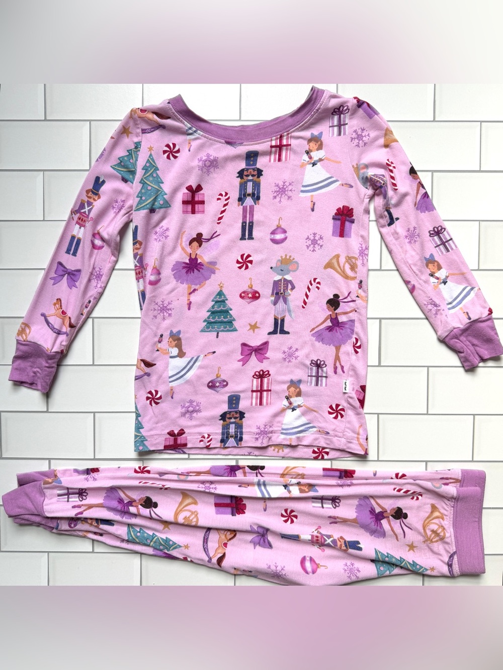 18-24M🎄 Little Sleepies Bamboo Nutcracker Ballet Pink Purple Two-Piece Pajamas